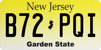 NJ license plate B72PQI