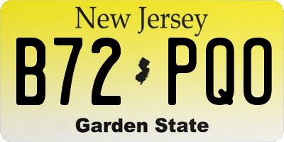 NJ license plate B72PQO