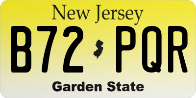 NJ license plate B72PQR