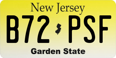 NJ license plate B72PSF
