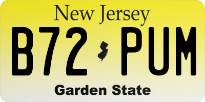 NJ license plate B72PUM