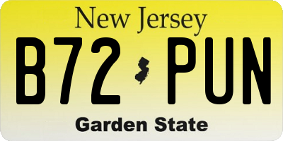 NJ license plate B72PUN
