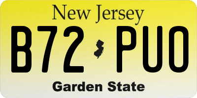 NJ license plate B72PUO