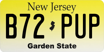 NJ license plate B72PUP