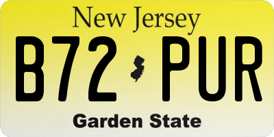 NJ license plate B72PUR