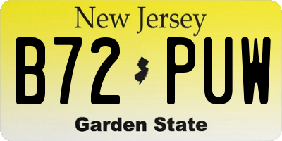 NJ license plate B72PUW