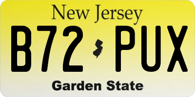 NJ license plate B72PUX
