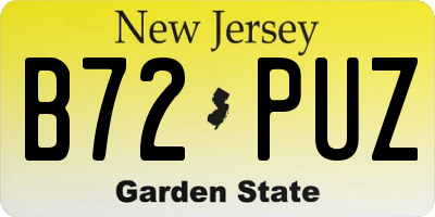 NJ license plate B72PUZ