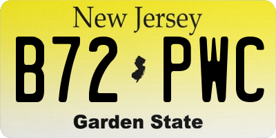 NJ license plate B72PWC