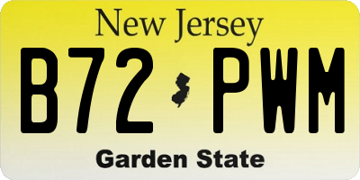 NJ license plate B72PWM