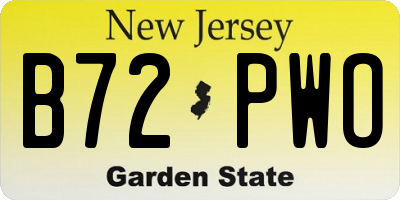 NJ license plate B72PWO