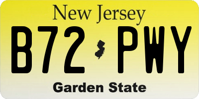 NJ license plate B72PWY