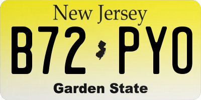 NJ license plate B72PYO