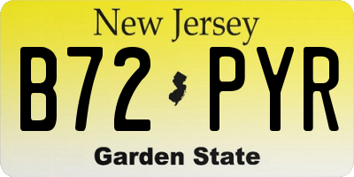 NJ license plate B72PYR