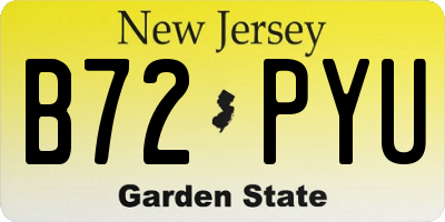 NJ license plate B72PYU