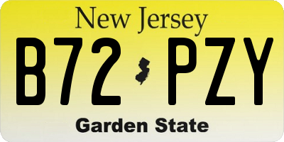 NJ license plate B72PZY