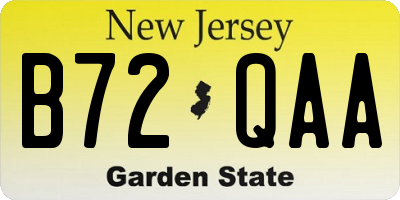 NJ license plate B72QAA
