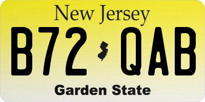 NJ license plate B72QAB