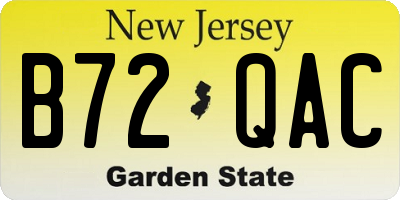 NJ license plate B72QAC