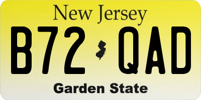 NJ license plate B72QAD