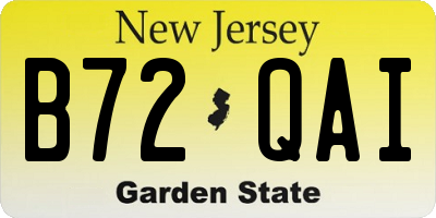 NJ license plate B72QAI