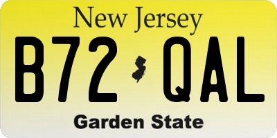 NJ license plate B72QAL