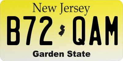 NJ license plate B72QAM