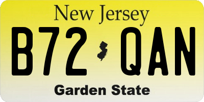 NJ license plate B72QAN