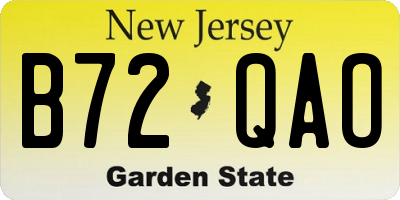 NJ license plate B72QAO