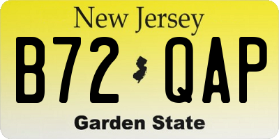 NJ license plate B72QAP