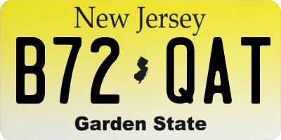 NJ license plate B72QAT