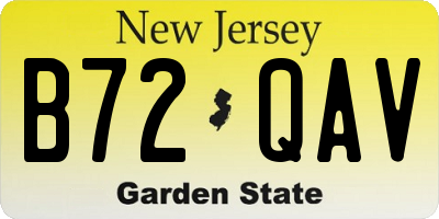 NJ license plate B72QAV