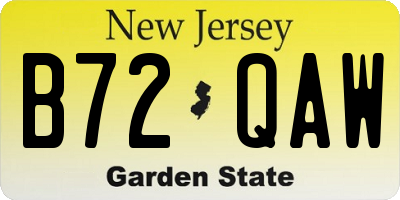 NJ license plate B72QAW