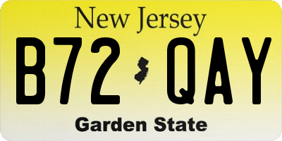 NJ license plate B72QAY