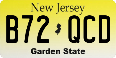 NJ license plate B72QCD