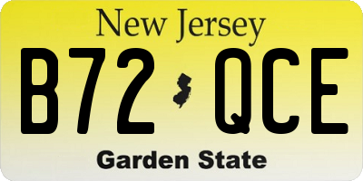 NJ license plate B72QCE