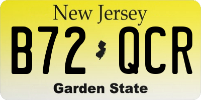 NJ license plate B72QCR