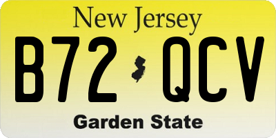 NJ license plate B72QCV