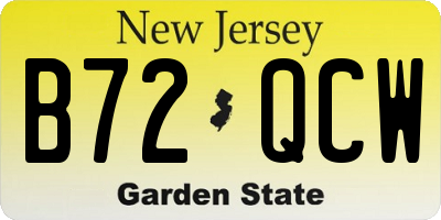 NJ license plate B72QCW