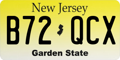 NJ license plate B72QCX