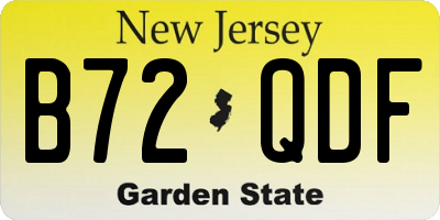 NJ license plate B72QDF