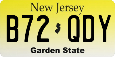 NJ license plate B72QDY