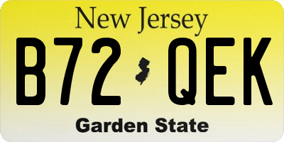 NJ license plate B72QEK
