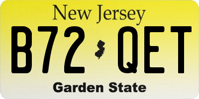 NJ license plate B72QET