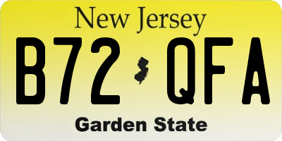 NJ license plate B72QFA