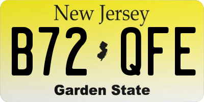 NJ license plate B72QFE