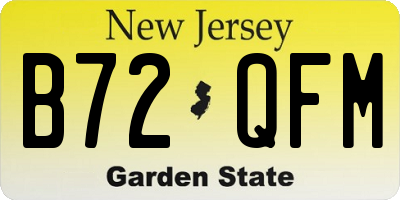 NJ license plate B72QFM