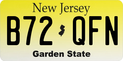 NJ license plate B72QFN