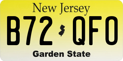 NJ license plate B72QFO