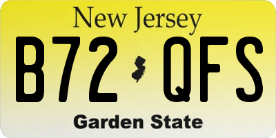 NJ license plate B72QFS